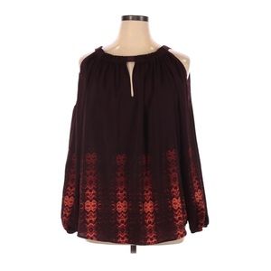 Lane Bryant Burgundy Cold Shoulder Blouse